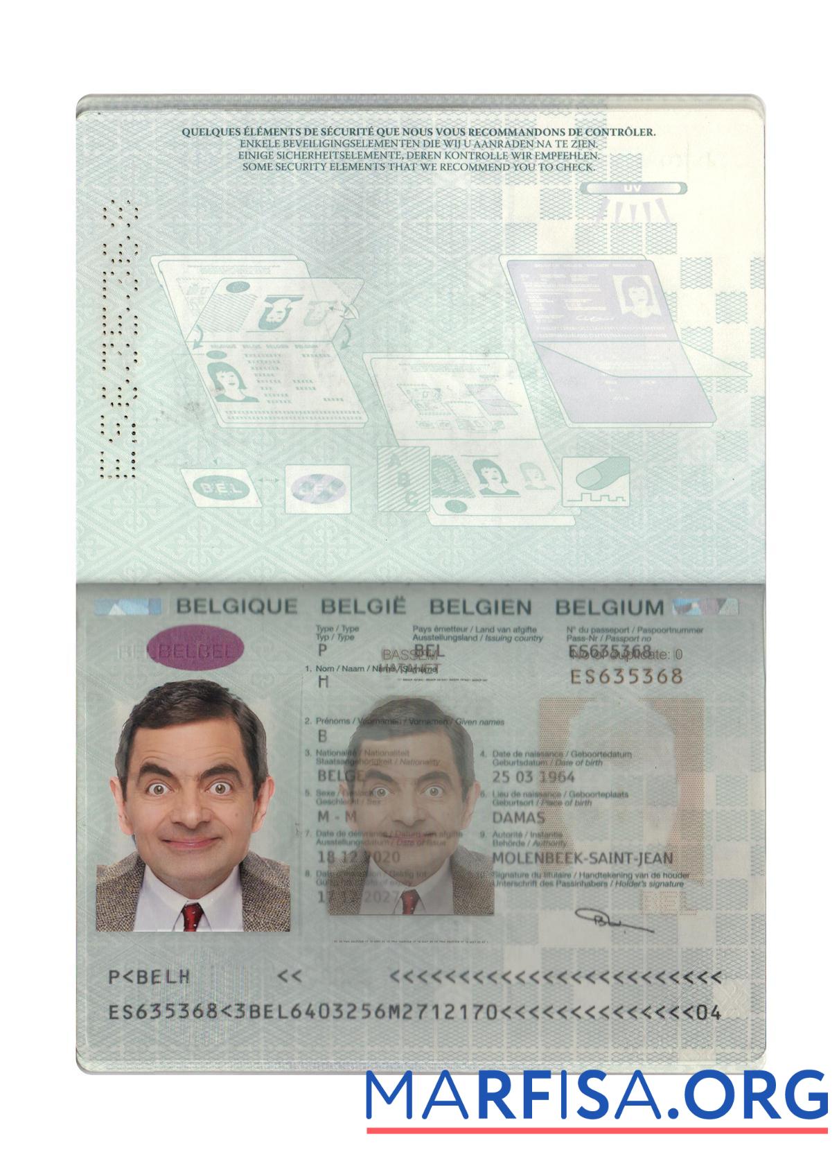 Blank Belgium passport 2020 present real example
